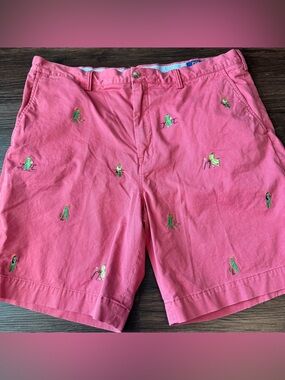 Polo Ralph Lauren Chino Shorts Men 40 Coral Cotton Stretch Crickets Squash Golf